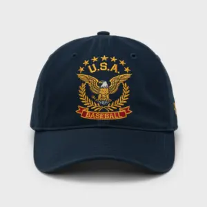 Dark blue cap with embroidered eagle, stars, laurel wreath and USA Baseball text.